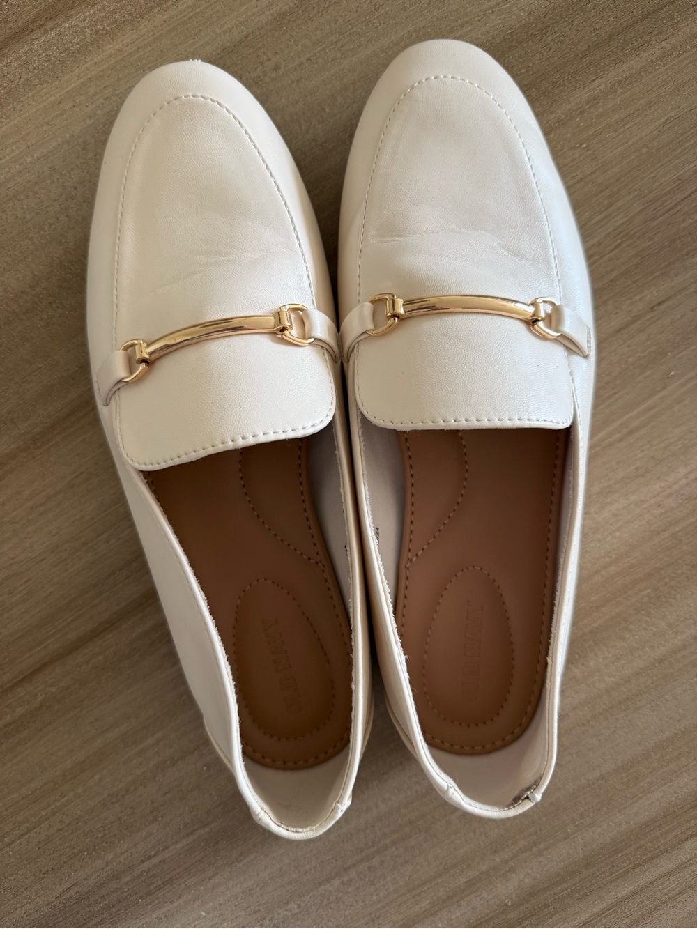 Old Navy White Loafers with Gold Horsebit Accent